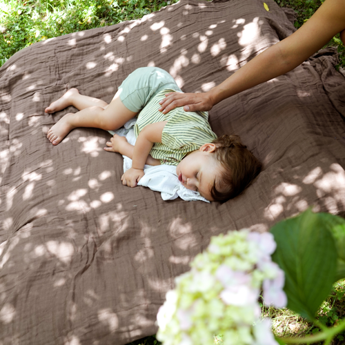 bebé durmiendo en un jardín - solucionesbanohub.compaña - 1