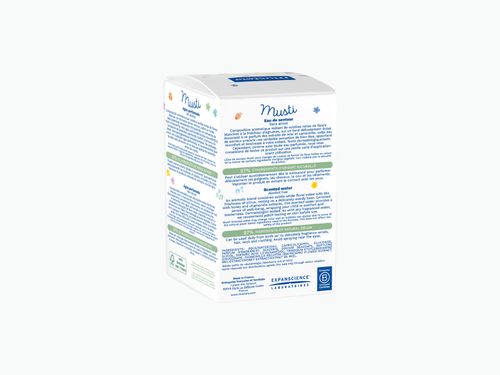 Parte trasera de la caja del agua perfumada de Mustela. - solucionesbanohub.compaña - 5