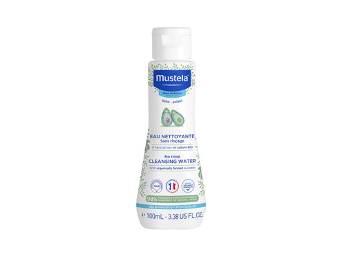 Bote del agua limpiadora de Mustela con 98% de ingredientes de origen natural. - solucionesbanohub.compaña - 7