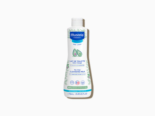 Bote de 750 ml de leche de limpiadora de cara y de cuerpo Mustela con un 98% de ingredientes de origen natural - solucionesbanohub.compaña - 7