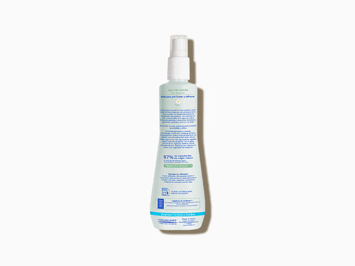 Reverso del bote de 200ml del agua de colonia de bebé de Mustela con todos sus ingredientes - solucionesbanohub.compaña - 3