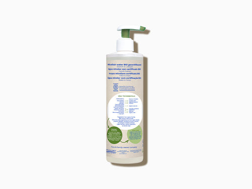 Envase de 400ml de agua micelar BIO de Mustela, con 99% de ingredientes de origen natural - solucionesbanohub.compaña - 4