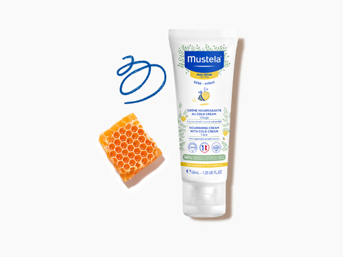 Envase de 40ml de crema facial nutritiva de Mustela, al cold cream y con cera de abeja bio. - solucionesbanohub.compaña - 4