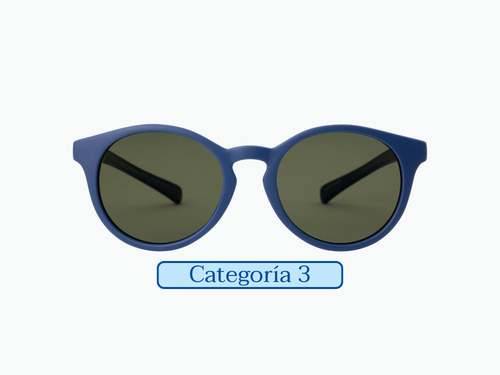 Gafas de sol niño 6-10 años de color azul y redondas, hechas con materiales reciclados y con cristal polarizado de categoría 3 y protección UV400. - solucionesbanohub.compaña - 8