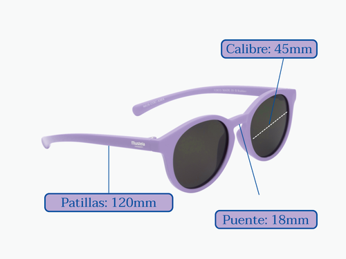 Gafas de sol en color lila de Mustela con las medidas: Calibre de 45mm - solucionesbanohub.compaña - 5