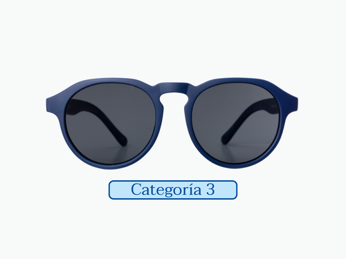 Gafas de sol de adulto en color azul y forma redonda, hechas con materiales reciclados y con cristal polarizado de categoría 3 y protección UV400. - solucionesbanohub.compaña - 7