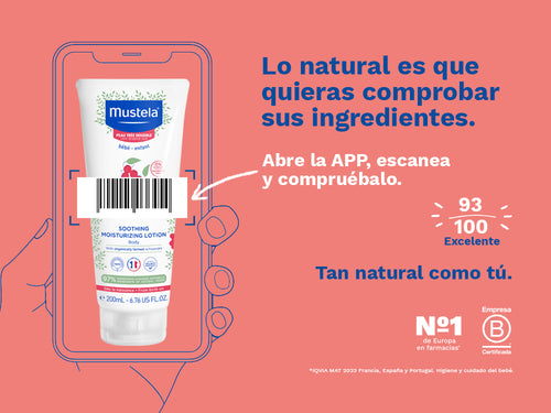 El leche hidratante de Mustela para piel muy sensible de bebé y niños tiene una nota de 93/100 en la app Yuka, es decir, excelente, sin ingredientes cuestionables o tóxicos.  - solucionesbanohub.compaña - 3