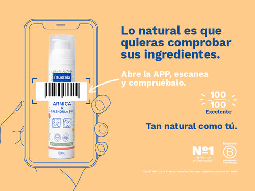 El gel de árnica y caléndula bio de Mustela tiene una puntuación excelente en las apps como Yuka por sus ingredientes naturales - solucionesbanohub.compaña - 3