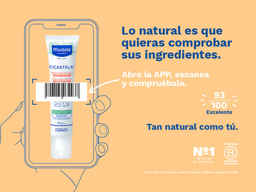 La crema reparadora para bebés de Mustela tiene una puntuación 93/100 excelente en apps como Yuka por sus ingredientes naturales. - solucionesbanohub.compaña - 3