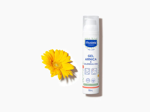 La pomada de árnica en gel de Mustela lleva Caléndula bio, para aliviar un golpe o moratón - solucionesbanohub.compaña - 4