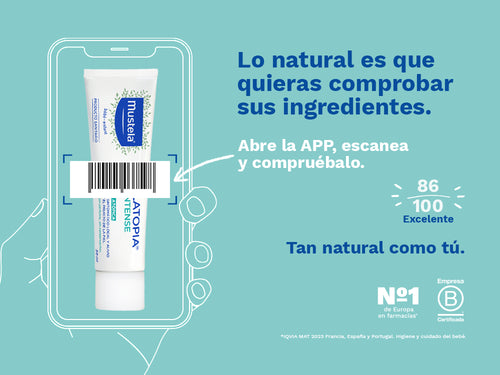 Stelatopia intense de Mustela bebé y niños tiene una nota de 100/100 en la app Yuka, es decir, excelente, sin ingredientes cuestionables o tóxicos.  - solucionesbanohub.compaña - 3