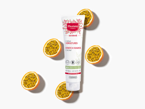 El tubo de crema antiestrías de Mustela lleva maracuyá para mejorar la elasticidad de la piel durante el embarazo. - solucionesbanohub.compaña - 4