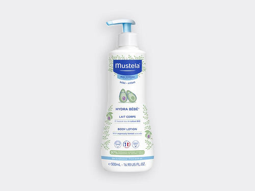 Bote de la leche hidratante para bebés de Mustela, con dosificador y de color blanco - solucionesbanohub.compaña - 5