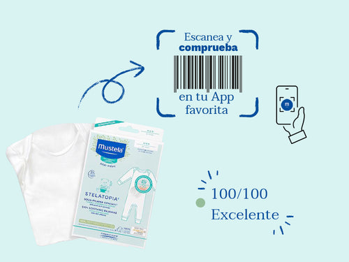 El pijama de alivio stelatopia de Mustela bebé y niños tiene una nota de 100/100 en la app Yuka, es decir, excelente, sin ingredientes cuestionables o tóxicos.  - solucionesbanohub.compaña - 2
